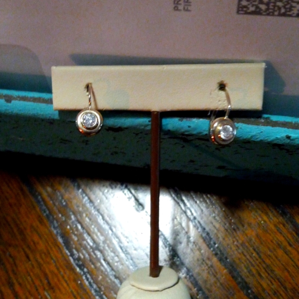 14k white gold diamond bezel set earrings